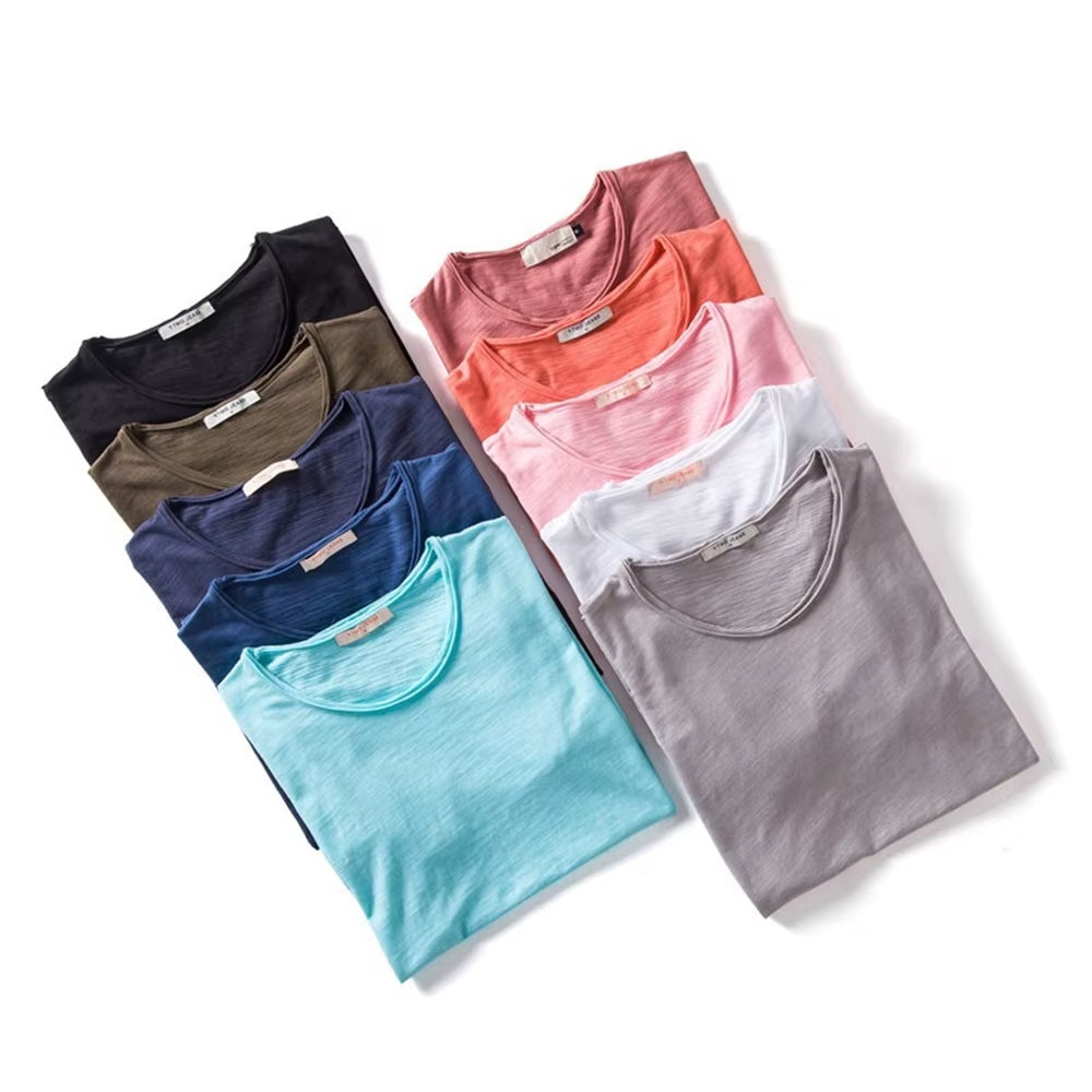 100% Cotton Men T-Shirt Casual Soft Fitness Summer Thin T-Shirts Men'S Home Clothes O-Neck Short Sleeve Soild T Shirt for Men