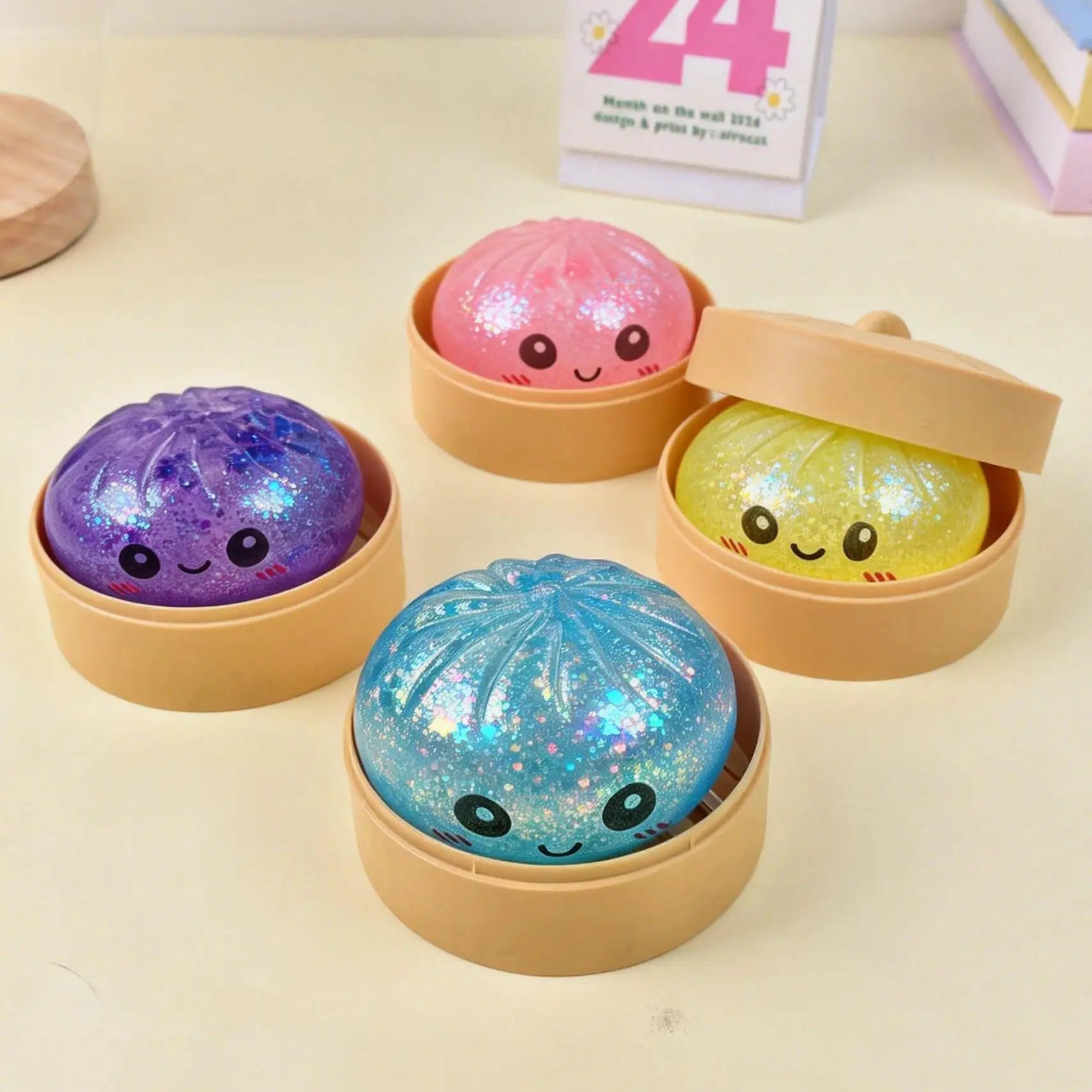 Glitter Series Expressive Big Dumpling Squishy - Blind Box, Mysecret Bun Fidget Toy, Soft TPR Material, Stress Relief, Unboxing Surprise, Rare Squishy Random Style per Pack. Perfect for Graduation, Great for Students to Exchange Gifts.