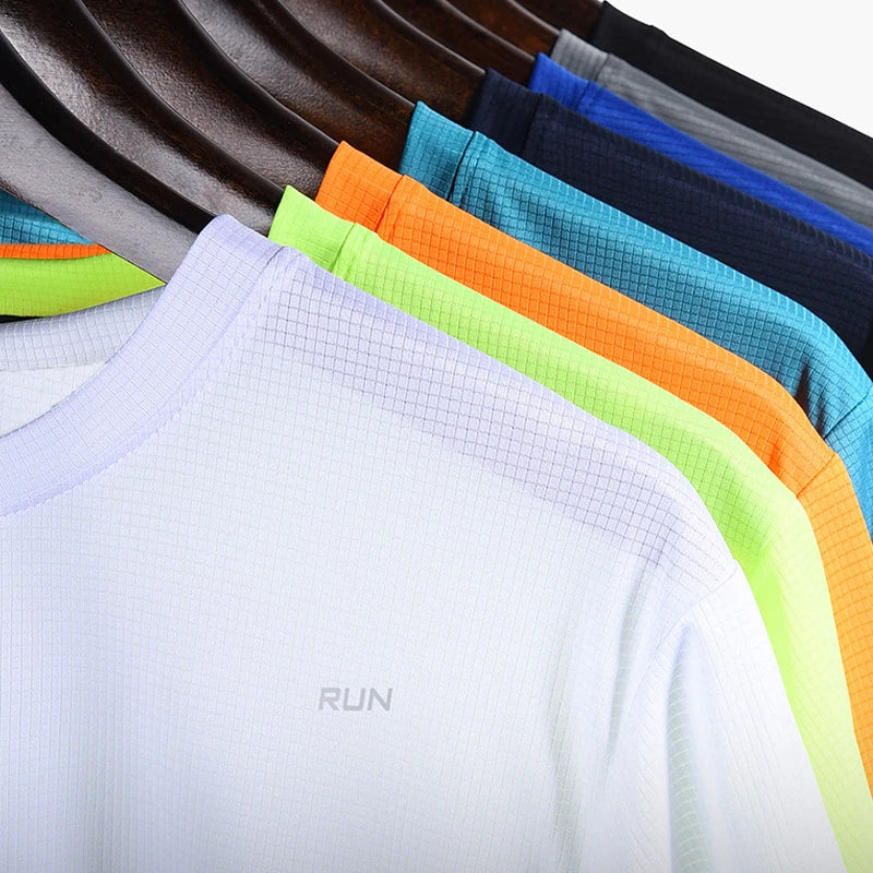 Summer Mens Quick Dry Running Bodybuilding Shirts Sport Gym T Shirt Men Short Sleeve Fitness Tops Oversized T-Shirt Jersey