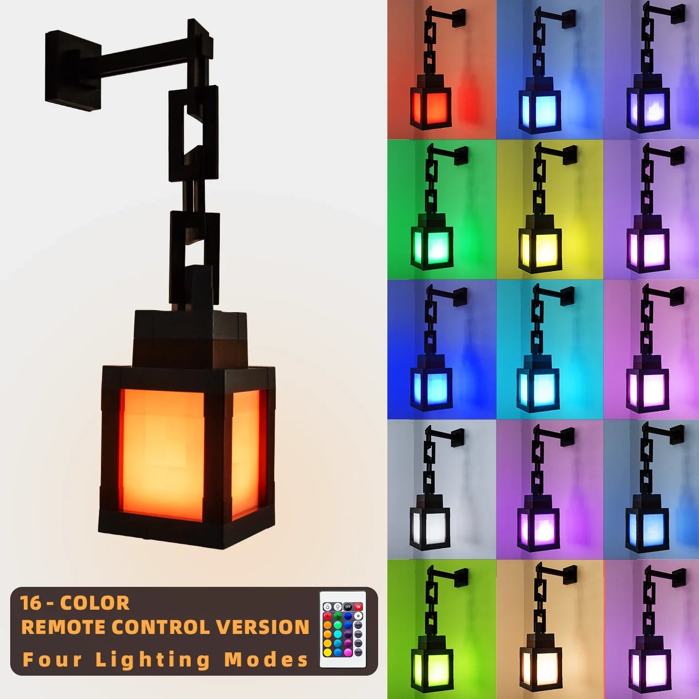 Pixel Style Car Ornament 16 Colors RGB Remote Control DIY Atmosphere Light Interior Decorative Night Light for Car Home