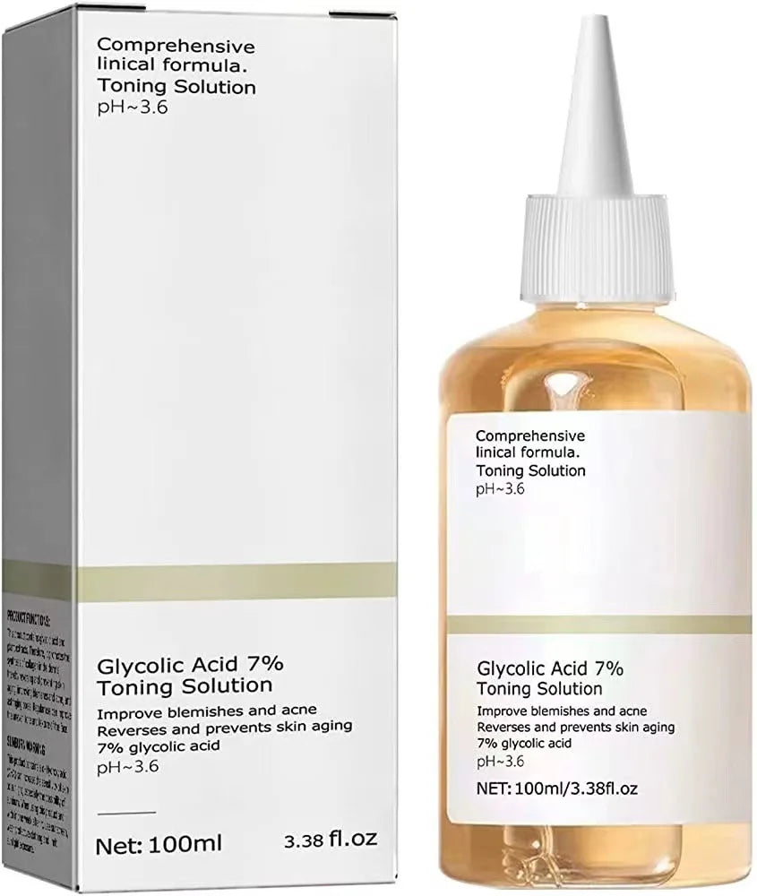 100ml Glycolic Acid 7% Toning Solution To Remove Acne and Moisturize Skin Rejuvenating Lotion Net wt: 100ml